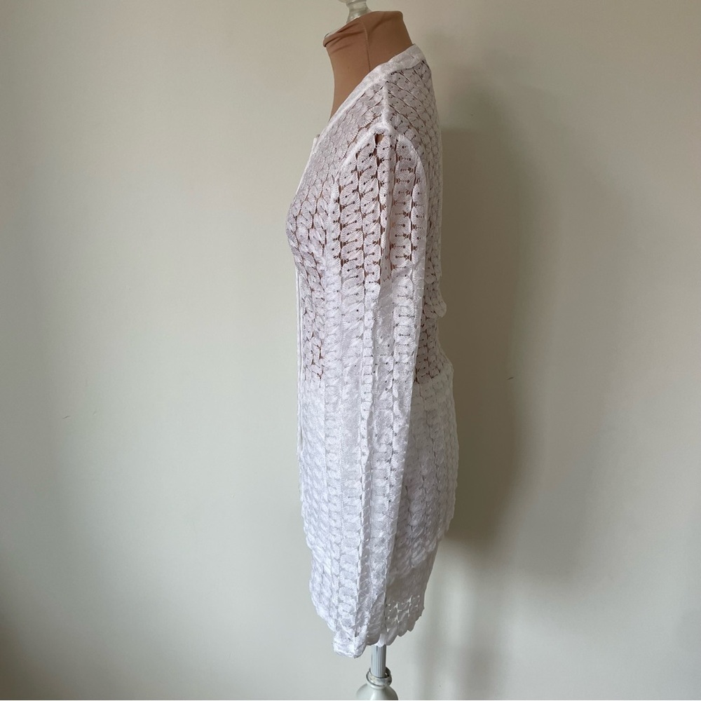MISSONI Curved Zig-Zag Open Weave Knit Brilliant White Lace Shorts EUC IT40/US4 - Picture 11 of 12